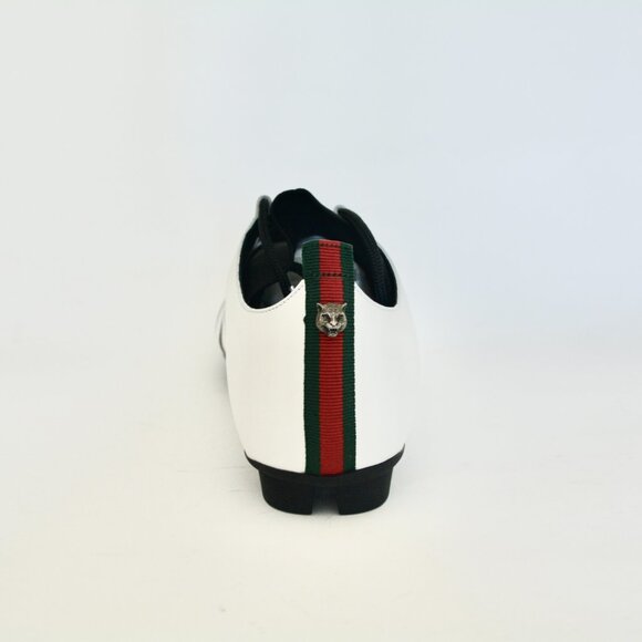 NIB GUCCI LEATHER  WHITE BLACK LION HEAD LOGO LUG SOLE SNEAKERS - Picture 4 of 10